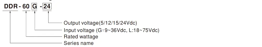 DDR-60 Series Model Encoding