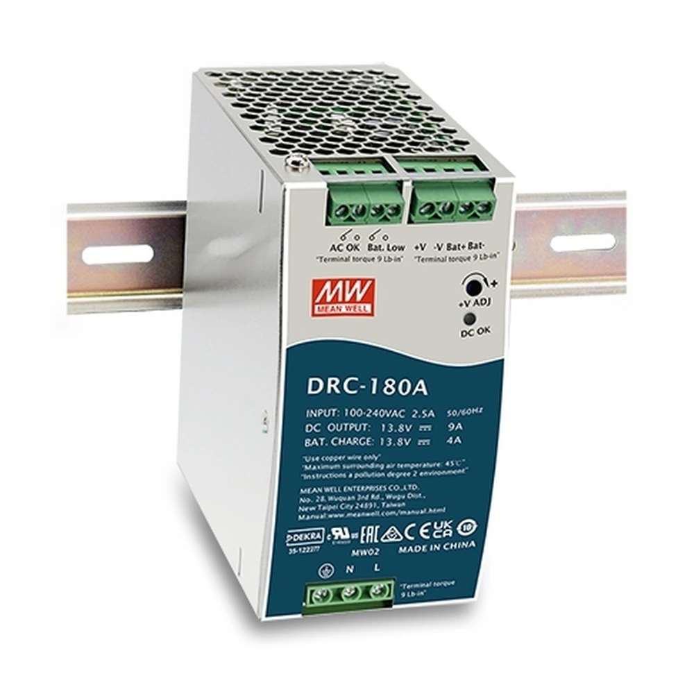 DRC-180 Series 2 MEAN WELL DRC-180 Series 180W DIN rail power supply with battery charger and UPS function