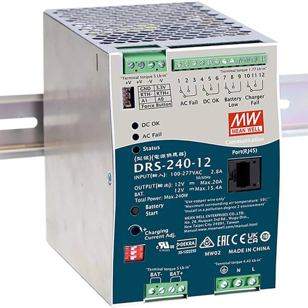 MEAN WELL DRS Series MEAN WELL DRS Series intelligent DIN rail DC UPS power supplies