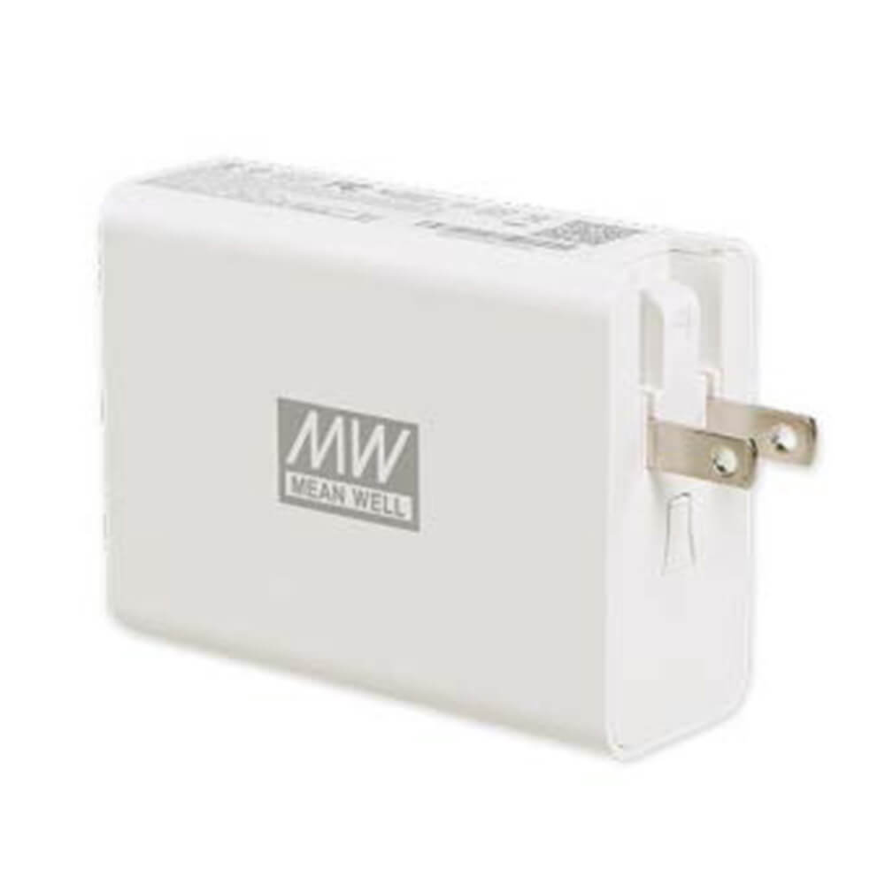 Mean Well NGE100U GaN fast charger with 100W USB-C PD output, compact and portable design