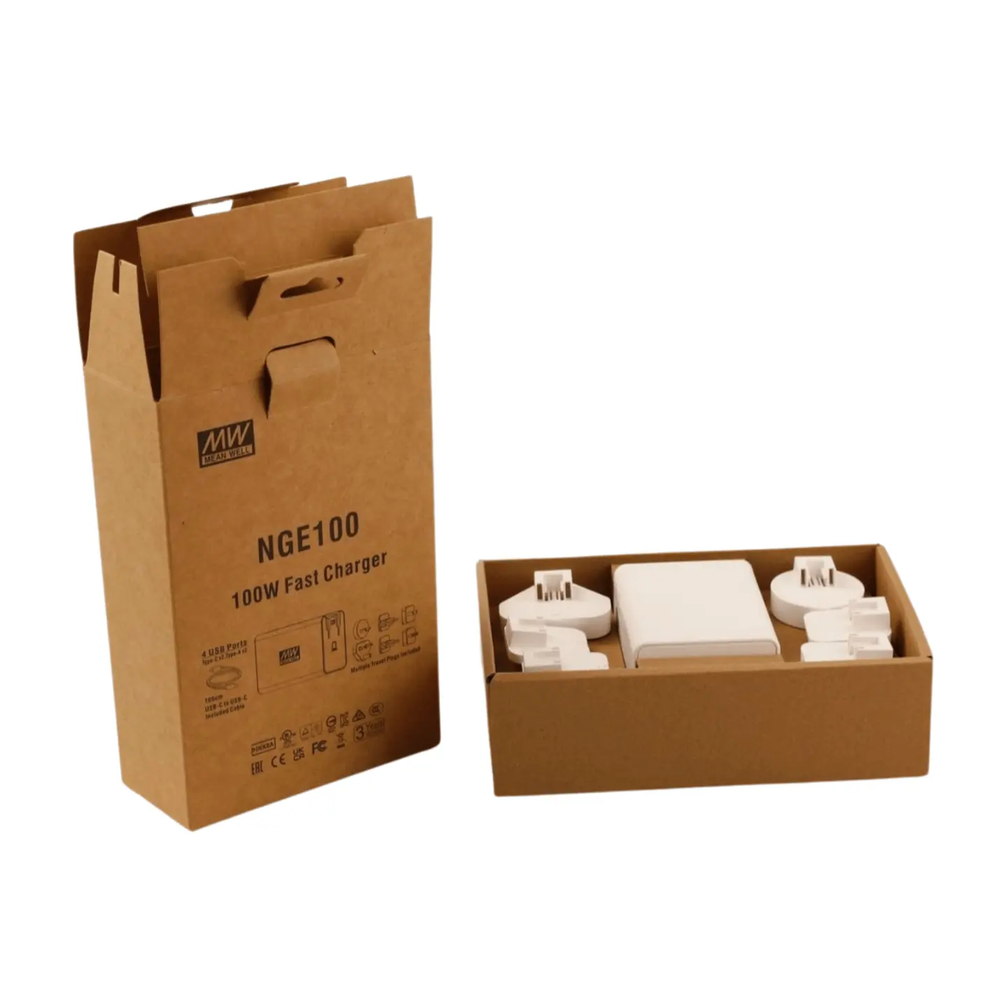 Mean Well GaN Charger NGE100 Series Packaging and Charger